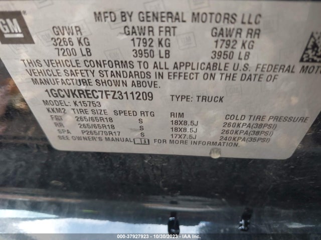 Chevrolet Silverado 1500 2lt 2015 1GCVKREC7FZ311209 Image 9