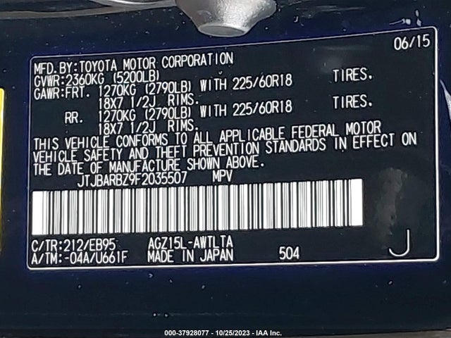JTJBARBZ9F2035507 Lexus NX 200T