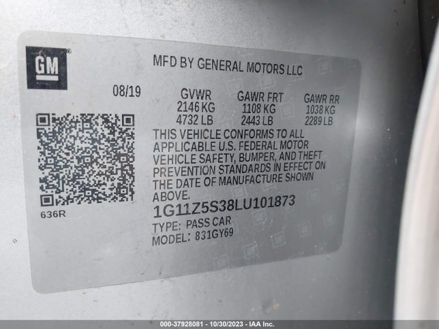 Chevrolet IMPALA LT 2020 1G11Z5S38LU101873 Image 9