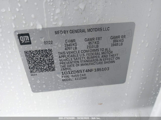 Chevrolet MALIBU LT 2022 1G1ZD5ST4NF185103 Image 9