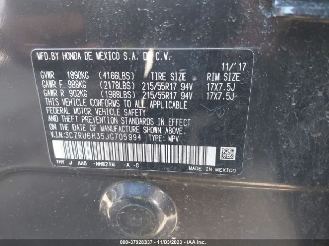 3CZRU6H35JG705994 Honda HR-V LX