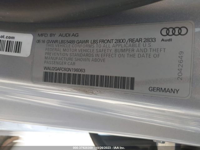 WAU2GAFC6GN196063 Audi A7 3.0t Premium Plus