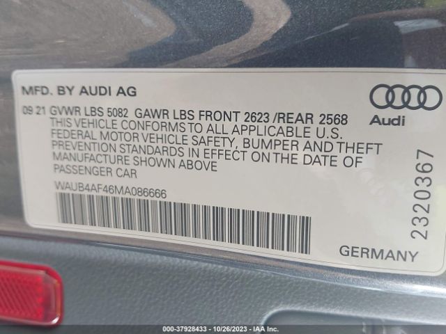 WAUB4AF46MA086666 Audi S4 Premium Plus Tfsi Quattro Tiptronic