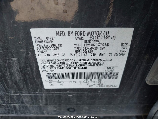 2FMPK4K98HBB45448 Ford Edge Titanium