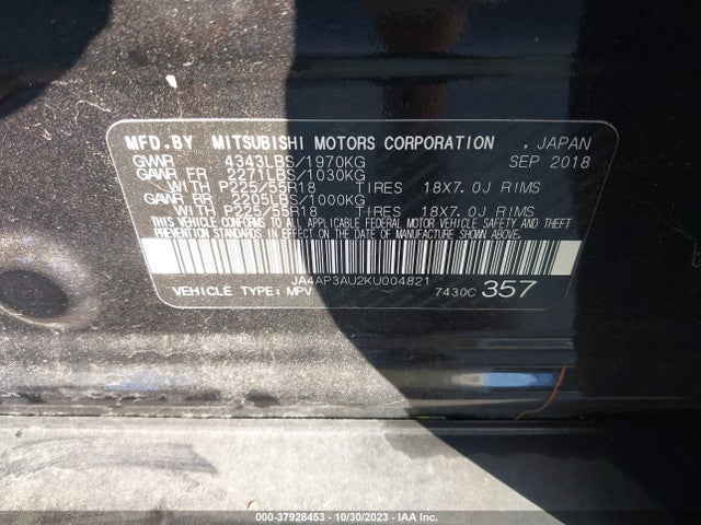 JA4AP3AU2KU004821 Mitsubishi Outlander Sport 2.0