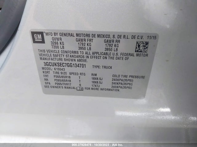 Chevrolet Silverado 1500 2lz 2016 3GCUKSEC7GG134701 Image 9