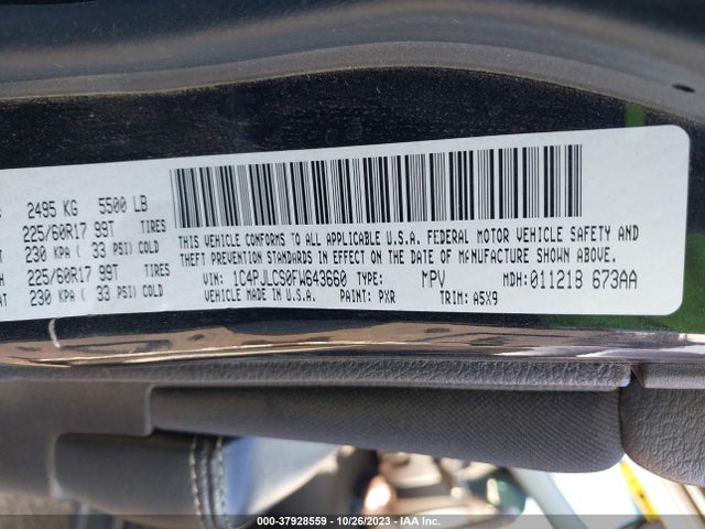 2015 JEEP CHEROKEE LATITUDE VIN: 1C4PJLCS0FW643660