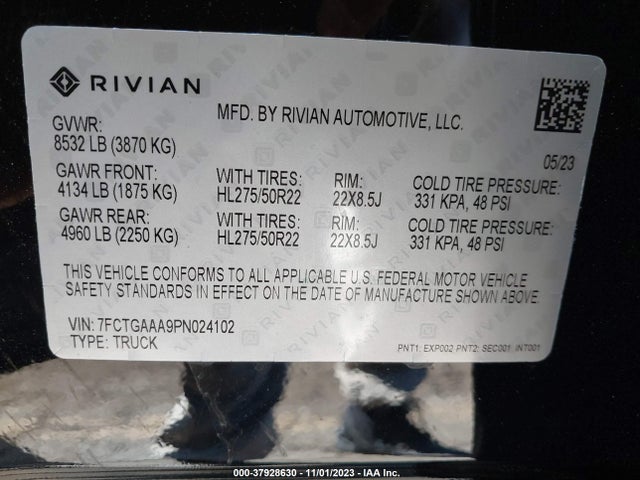 Rivian R1t Adventure 2023 7FCTGAAA9PN024102 Image 9