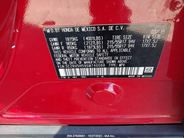 Honda HR-V EX 2016 3CZRU5H59GM740088 Image 9