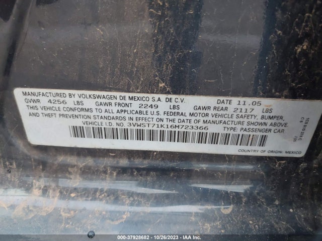 2006 VOLKSWAGEN JETTA SEDAN 1.9L TDI VIN: 3VWST71K16M723366