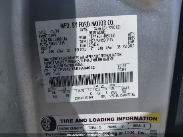 1FTFW1ET8EFA84042 Ford F-150 Xl/xlt/fx4/lariat