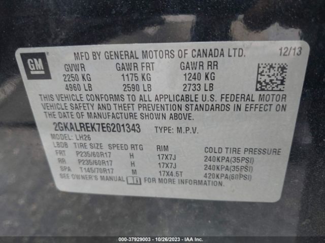 2GKALREK7E6201343 GMC Terrain Sle