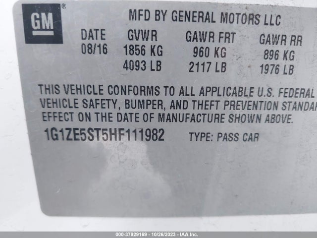 Chevrolet MALIBU 1LT 2017 1G1ZE5ST5HF111982 Image 9
