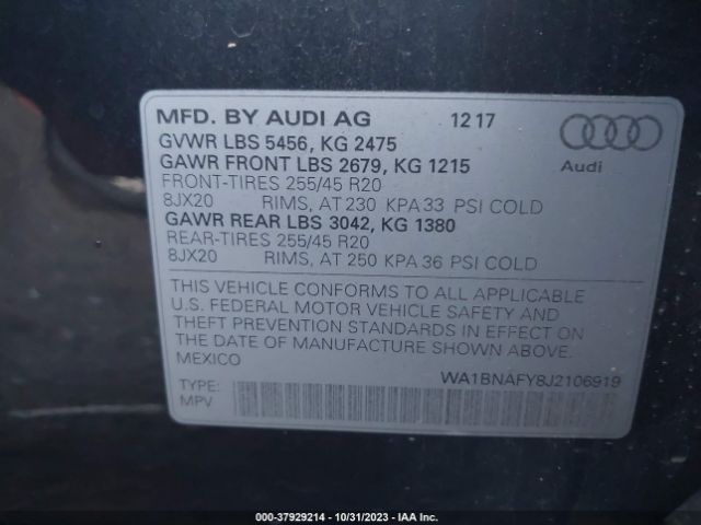 WA1BNAFY8J2106919 Audi Q5 Premium Plus