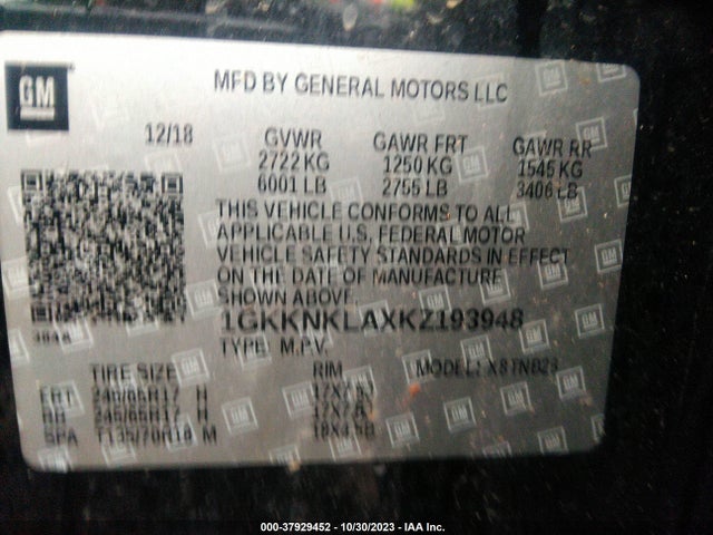 1GKKNKLAXKZ193948 GMC Acadia Sle-1