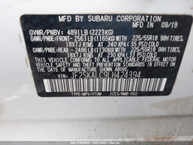 JF2SKALC9LH424394 Subaru Forester Sport