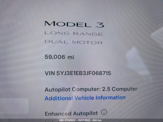 Tesla Model 3 Long Range 2018 5YJ3E1EB3JF068715 Image 7
