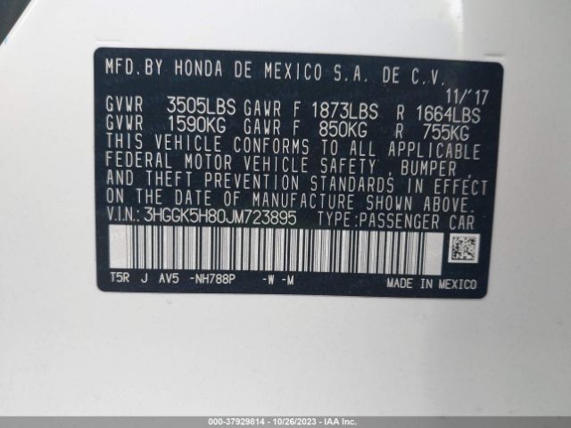 3HGGK5H80JM723895 Honda FIT EX