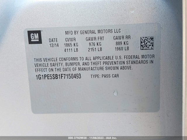 Chevrolet Cruze 2lt Auto 2015 1G1PE5SB1F7150493 Image 9