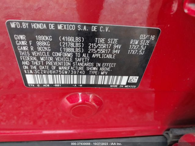 3CZRU6H75GM739740 Honda Hr-v Ex-l