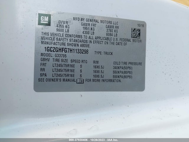 Chevrolet EXPRESS CARGO VAN 2017 1GCZGHFG7H1133298 Image 9