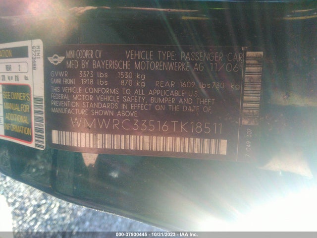 2006 MINI COOPER HARDTOP WMWRC33516TK18511 Photo 8