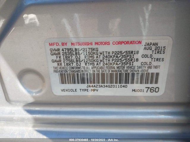 Mitsubishi Outlander Se 2016 JA4AZ3A34GZ011040 Image 9