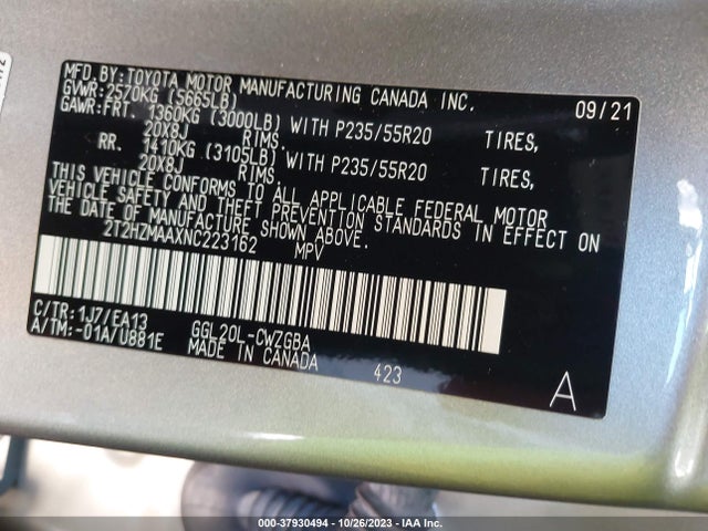 2T2HZMAAXNC223162 Lexus Rx Rx 350
