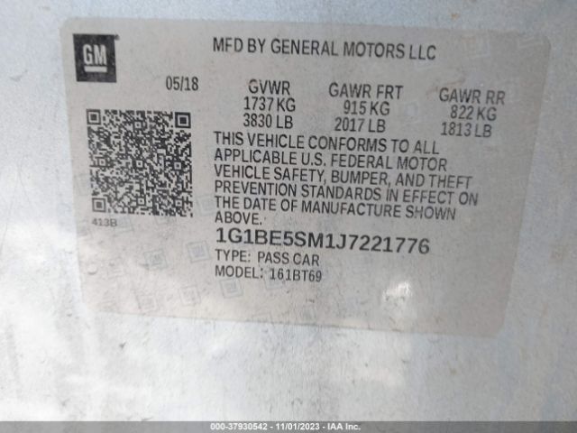 1G1BE5SM1J7221776 Chevrolet Cruze Lt Auto