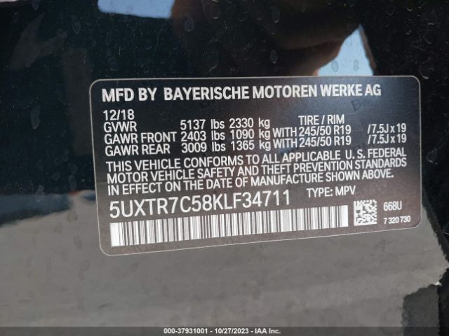 2019 BMW X3 5UXTR7C58KLF34711 Photo 8