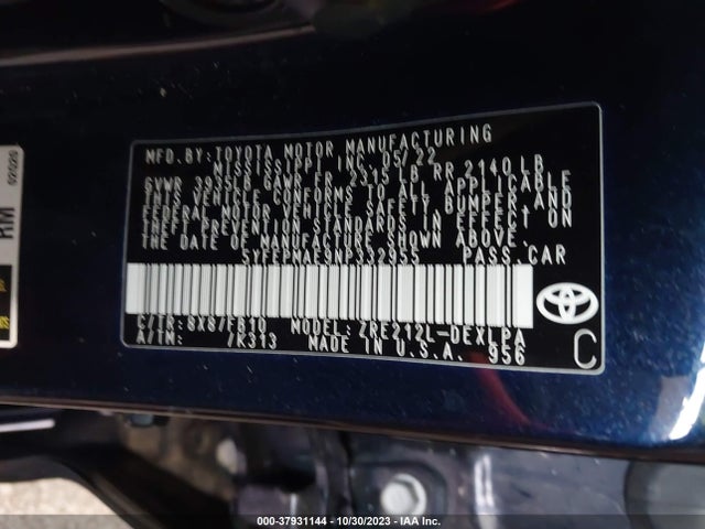 Toyota COROLLA LE 2022 5YFEPMAE9NP332955 Image 9