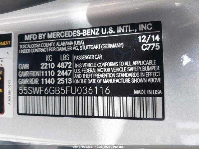 55SWF6GB5FU036116 Mercedes-Benz C-class C 400