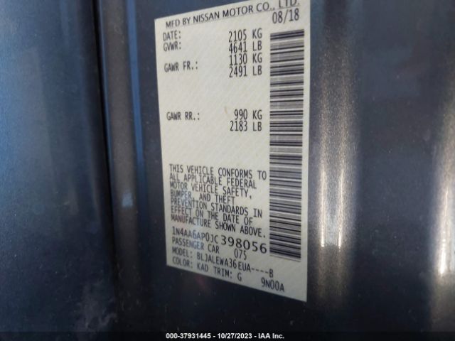 1N4AA6AP0JC398056 Nissan Maxima 3.5 Sl