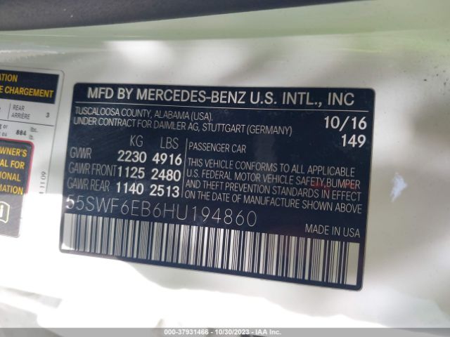 55SWF6EB6HU194860 Mercedes-Benz Amg C 43 4matic