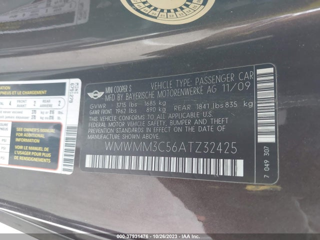 2010 MINI COOPER CLUBMAN WMWMM3C56ATZ32425 Photo 8