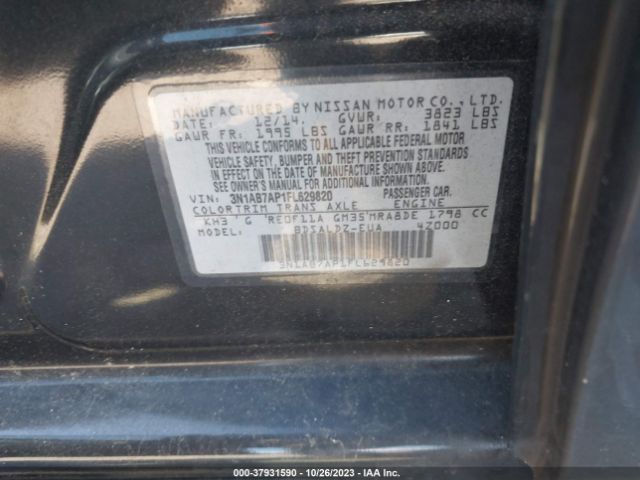 3N1AB7AP1FL629820 Nissan Sentra Sr/sl/s/sv/fe+ S