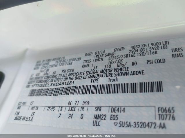 1FTNS2ELXEDA81281 Ford Econoline Cargo Van Commercial/recreational