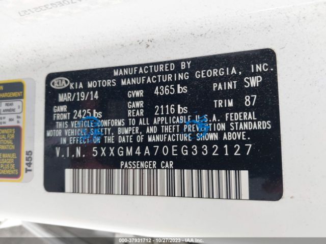 5XXGM4A70EG332127 KIA Optima Lx