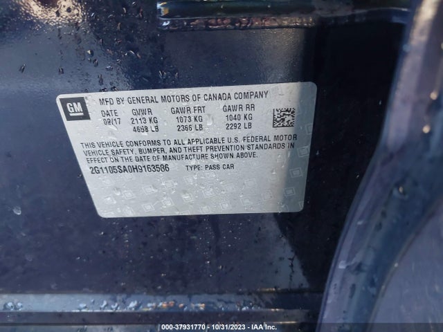 Chevrolet IMPALA LT 2017 2G1105SA0H9163586 Image 9