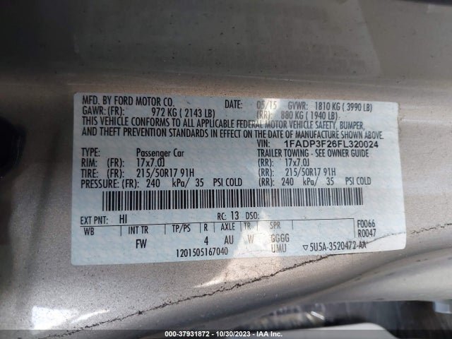 Ford FOCUS SE 2015 1FADP3F26FL320024 Image 9