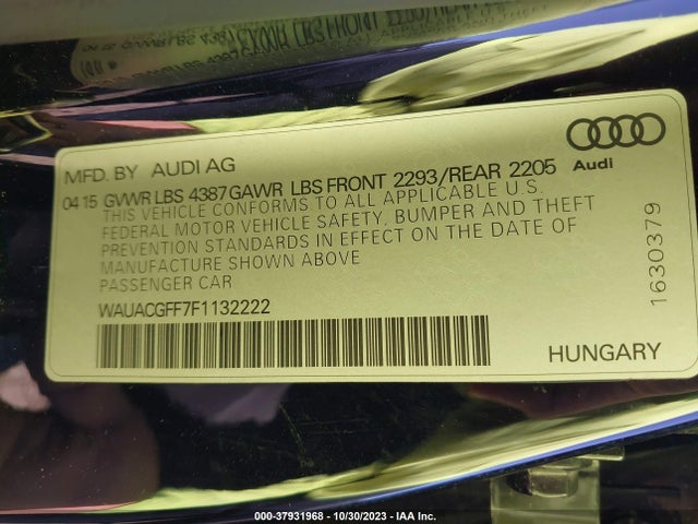WAUACGFF7F1132222 Audi A3 1.8t Premium