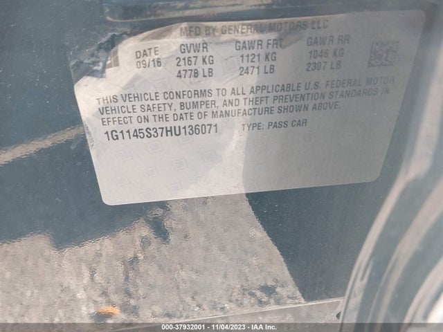 Chevrolet IMPALA 2LZ 2017 1G1145S37HU136071 Image 9