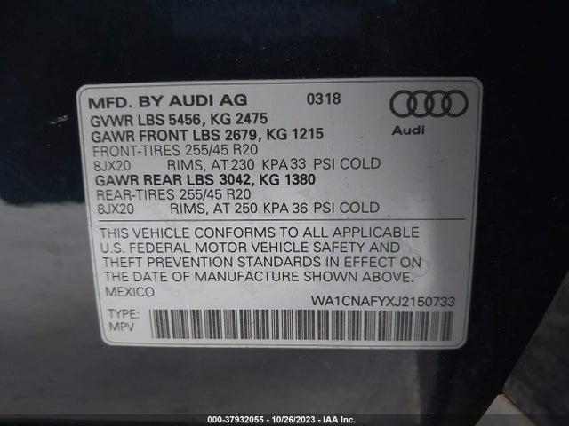 WA1CNAFYXJ2150733 Audi Q5 Prestige/tech Prestige