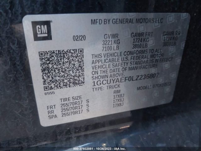1GCUYAEF0LZ236807 Chevrolet Silverado 1500 4wd  Short Bed Wt