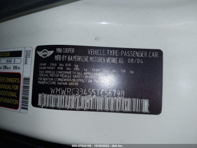2005 MINI COOPER WMWRC33455TC56798 Photo 8