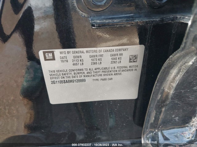 Chevrolet IMPALA 1LT 2017 2G1105SA8H9128889 Image 9