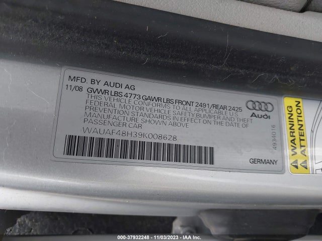 Aukcja sprzedaży 2009 Audi A4 2.0t Special Edition, vin: WAUAF48H39K008628, numer aukcji: 37932248