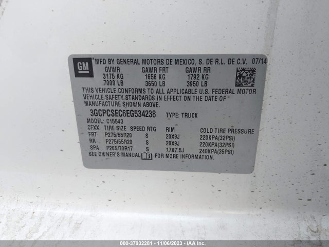 Chevrolet Silverado 1500 Ltz 2014 3GCPCSEC6EG534238 Image 9