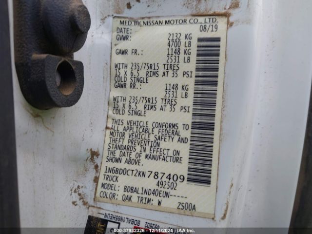 1N6BD0CT2KN787409 Nissan FRONTIER S