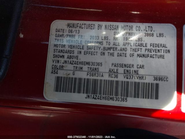 JN1AZ4EH6EM630365 Nissan 370Z